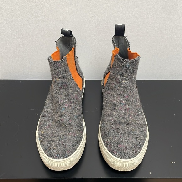 MSGM Wool High Top Sneaker US 7.5 / EUR 38 orange gray ankle boots slip on - Picture 9 of 13